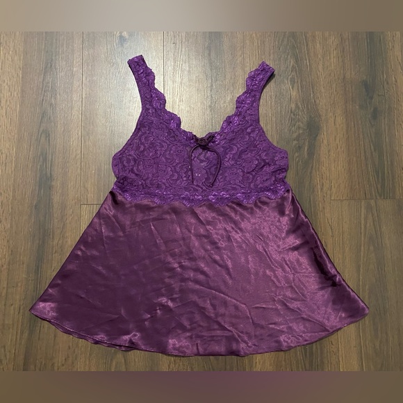 Women’s Cinema Etoile Purple Satin & Lace Sleepwear Set M - Picture 9 of 12